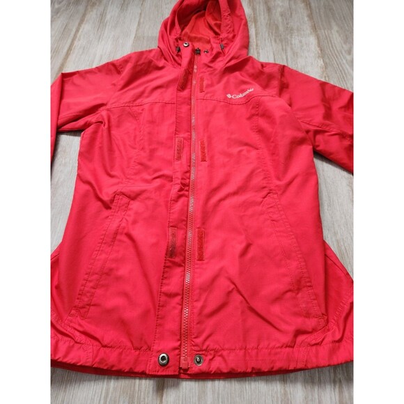 Columbia Women’s Rain Jacket Omni-Shield Waterproof Hooded Zip Red/Pink Sz S - Picture 4 of 12